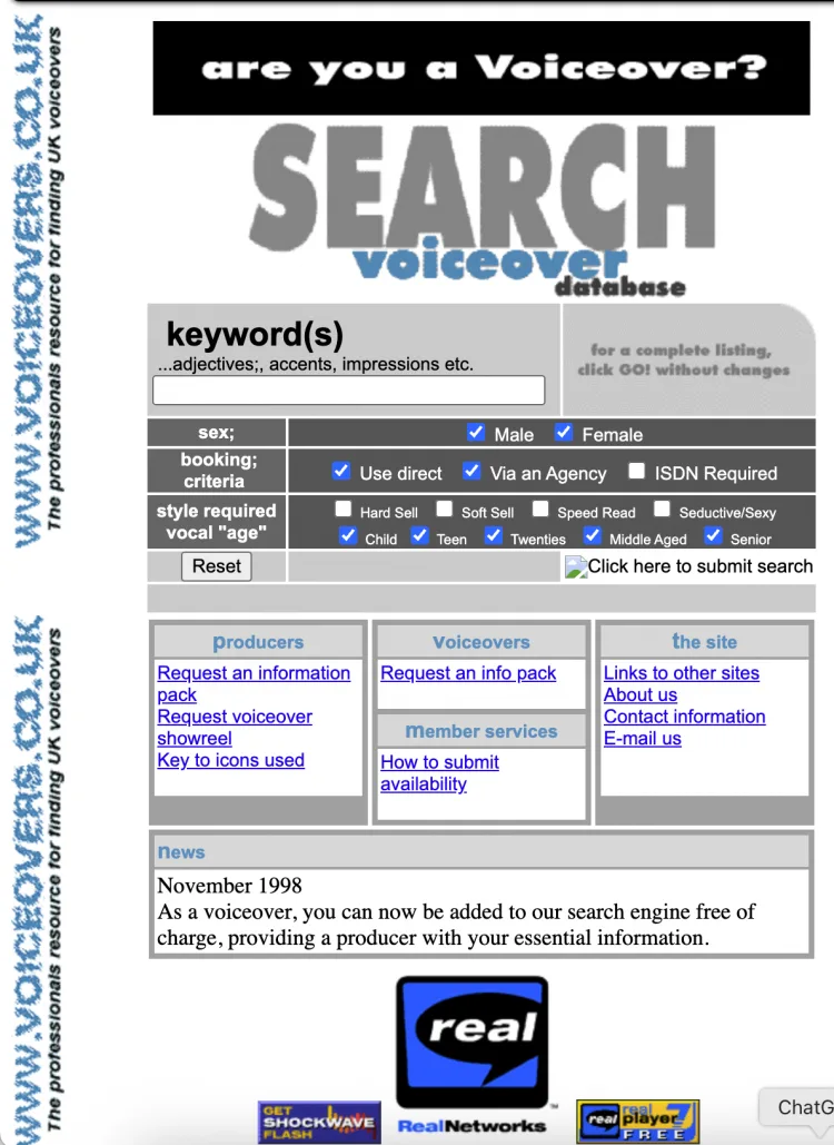 Voiceovers.co.uk was launched back in 1998 as the first ever online voiceover directory - helping producers and clients…